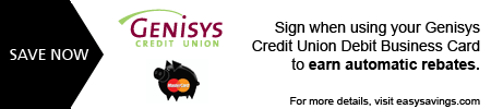 Sign when using your Genisys Credit Union Debit Business Card to earn automatic rebates