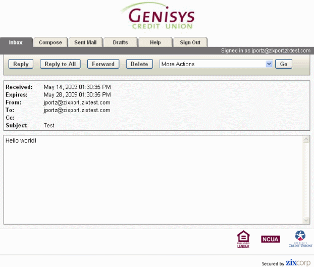 Genisys Credit Union SecureMessage Center