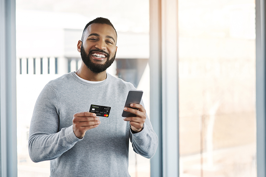 Man using mobile app on smartphone