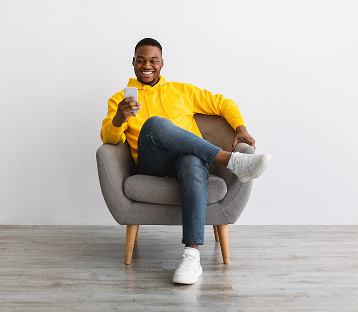 man using smartphone