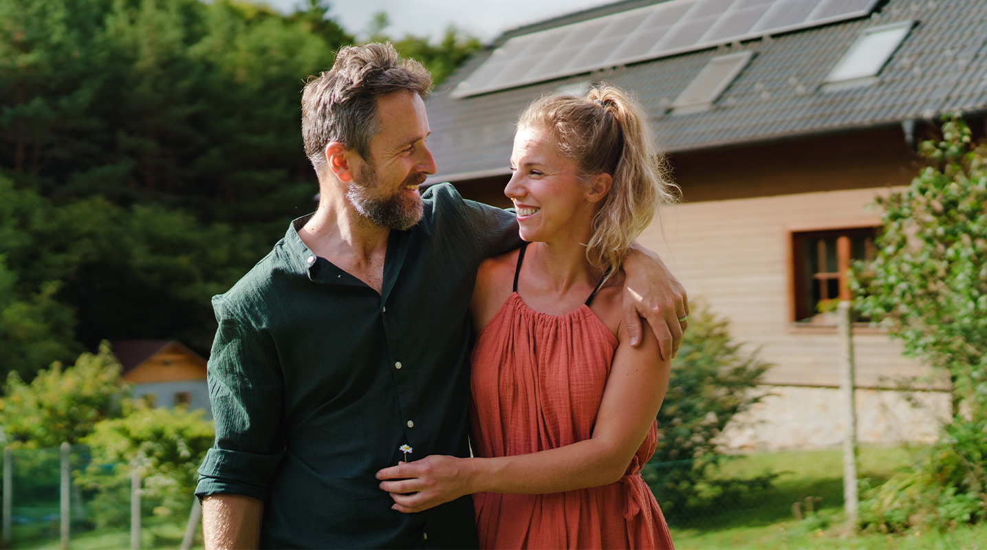 Couple smiling